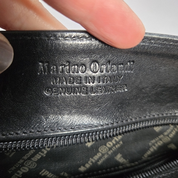 Marino Orlandi italien leather shoulder tote bag purse black and brown - Picture 11 of 16